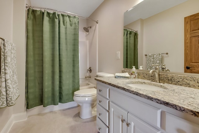 7 3rd St, Pepin, WI 54759 - bathroom featuring vanity, shower / bath combo with shower curtain, and tile patterned flooring