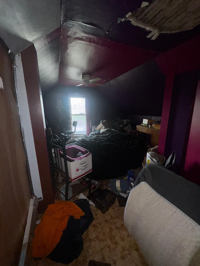 201 Harrison Ave, Sacred Heart, MN 56285 - bedroom featuring lofted ceiling and a ceiling fan