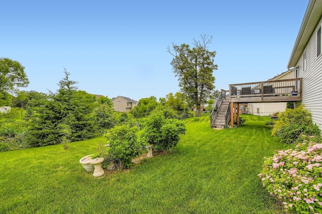 25520 10th St W, Zimmerman, MN 55398 - view of green lawn featuring stairs and a wooden deck