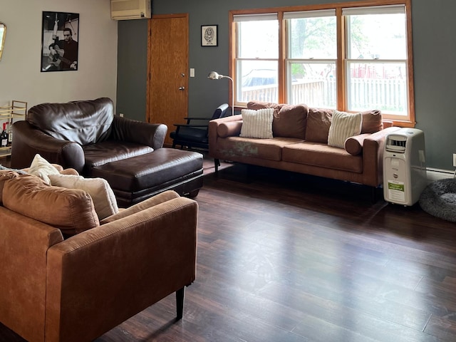 907 22nd Ave S, Moorhead, MN 56560 - living room with dark wood-style flooring and a wall mounted air conditioner