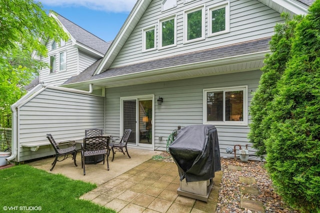 1007 124th Cir NW, Coon Rapids, MN 55448 - back of property with a shingled roof and a patio area