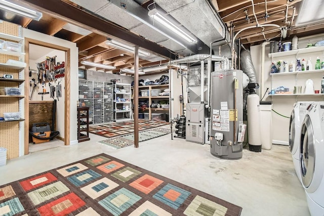 1755 Ranier Ln N, Plymouth, MN 55447 - unfinished below grade area with water heater, washer and dryer, and a water softener