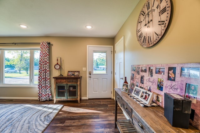 329 Kelliher Rd SW, Kelliher, MN 56650 - foyer with dark wood-type flooring, recessed lighting, and healthy amount of natural light