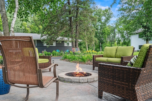 8544 Demontreville Trl N, Lake Elmo, MN 55042 - view of patio featuring an outdoor living space with a fire pit