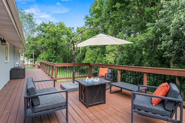8544 Demontreville Trl N, Lake Elmo, MN 55042 - wooden terrace featuring a fire pit