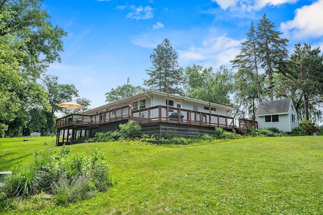 8544 Demontreville Trl N, Lake Elmo, MN 55042 - rear view of property with a deck and a yard