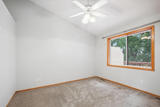 14208 Heritage Ln, Apple Valley, MN 55124 - carpeted empty room with lofted ceiling and a ceiling fan