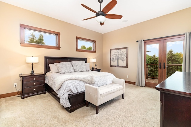 19270 Foxfield Dr, Credit River Twp, MN 55372 - bedroom with access to outside, multiple windows, light carpet, and french doors