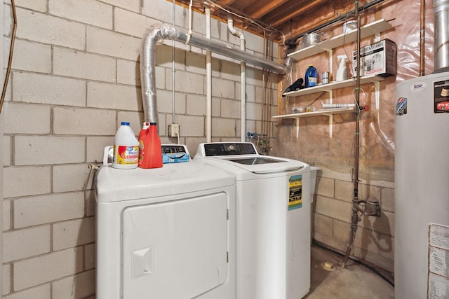 4421 Cinnamon Ridge Cir, Eagan, MN 55122 - washroom featuring water heater, separate washer and dryer, and concrete block wall