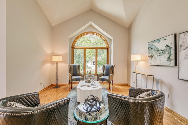 201 75th Ave N, Brooklyn Park, MN 55444 - living room with lofted ceiling and wood finished floors