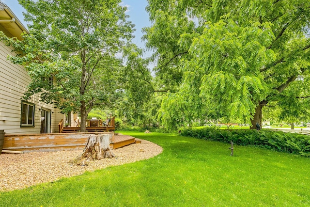 201 75th Ave N, Brooklyn Park, MN 55444 - view of green lawn with a wooden deck