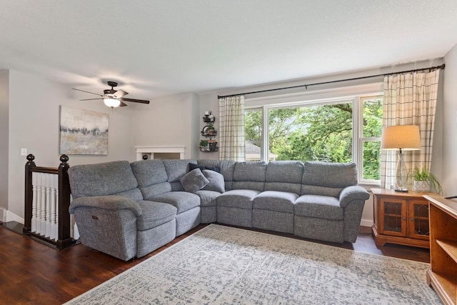 23481 Fontana St NE, Linwood Twp, MN 55079 - living room with dark wood-type flooring and a ceiling fan