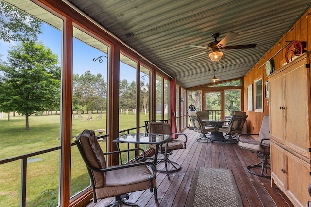 23481 Fontana St NE, Linwood Twp, MN 55079 - sunroom / solarium with a ceiling fan and lofted ceiling