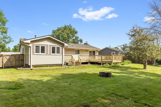 4982 148th Path W, Apple Valley, MN 55124 - rear view of house featuring a fenced backyard, a wooden deck, and a chimney