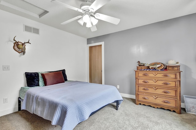 35853 Whispering Pine Way, Florence Twp, MN 55041 - bedroom featuring light colored carpet, attic access, and a ceiling fan