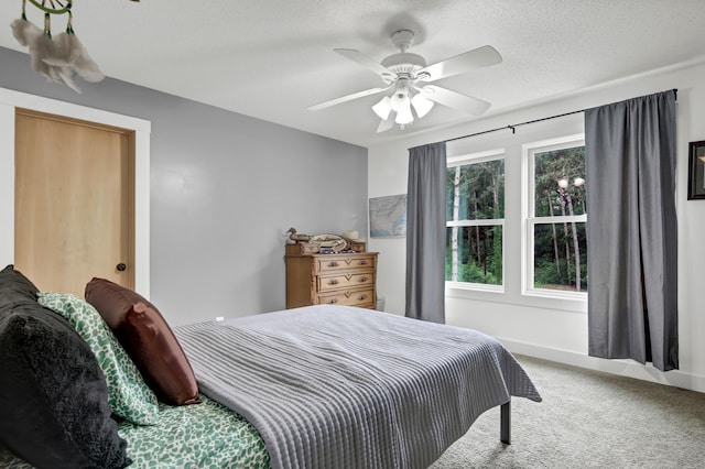 35853 Whispering Pine Way, Florence Twp, MN 55041 - bedroom with carpet floors, ceiling fan, and a textured ceiling