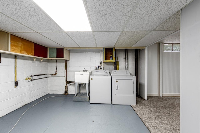 710 Jefferson St, New Ulm, MN 56073 - finished basement featuring separate washer and dryer and a drop ceiling