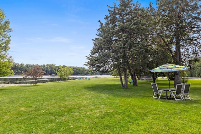 12329 Timber Ln, Maple Grove, MN 55369 - view of grassy yard with a water view and view of wooded area
