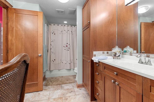 12322 Coffee Trl, Rosemount, MN 55068 - bathroom with vanity, a textured ceiling, and shower / bath combo