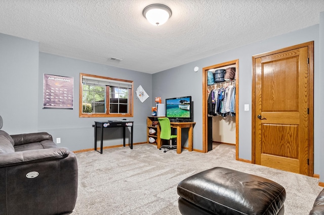 4326 Donway Dr NE, Alexandria, MN 56308 - living area featuring a textured ceiling and carpet flooring
