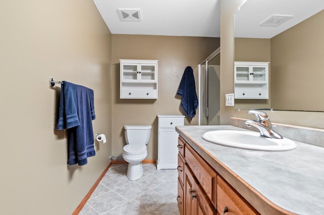 4326 Donway Dr NE, Alexandria, MN 56308 - bathroom featuring vanity, a shower with door, and tile patterned floors