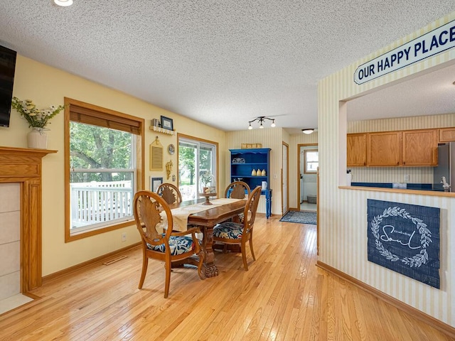 18232 Roosevelt St NW, Elk River, MN 55330 - dining area featuring a textured ceiling and light wood-style flooring