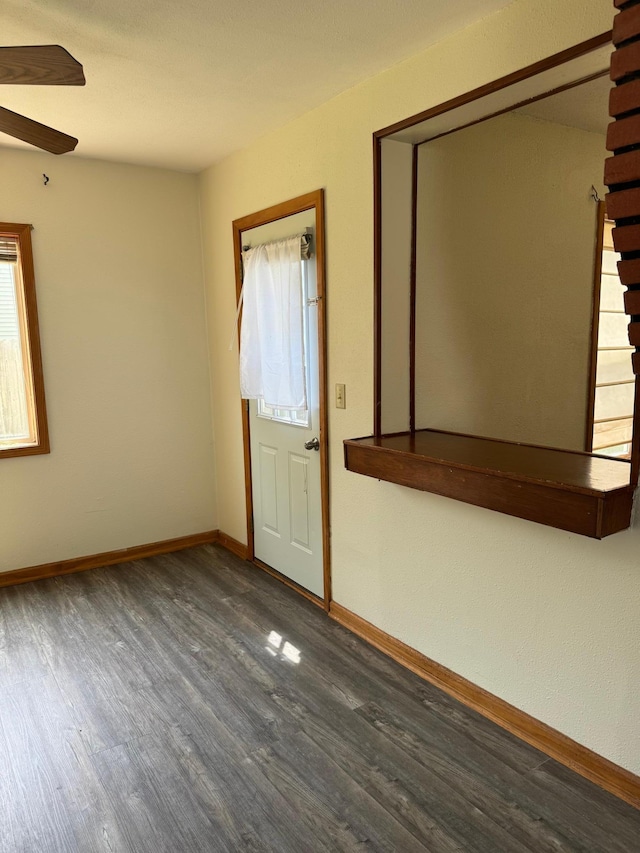608 Duluth Ave N, Thief River Falls, MN 56701 - entryway featuring dark wood-style floors and ceiling fan