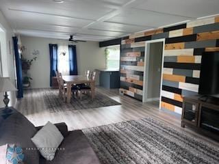 72558 209th St, Collinwood Twp, MN 55325 - living area with wood finished floors and ceiling fan