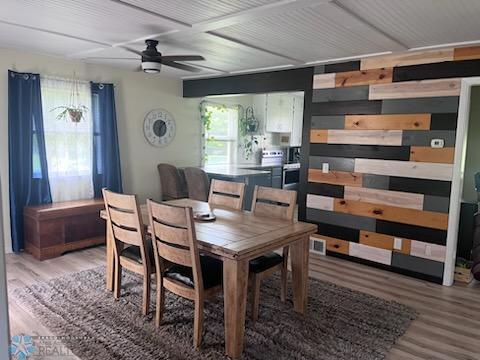 72558 209th St, Collinwood Twp, MN 55325 - dining room with wood finished floors and ceiling fan