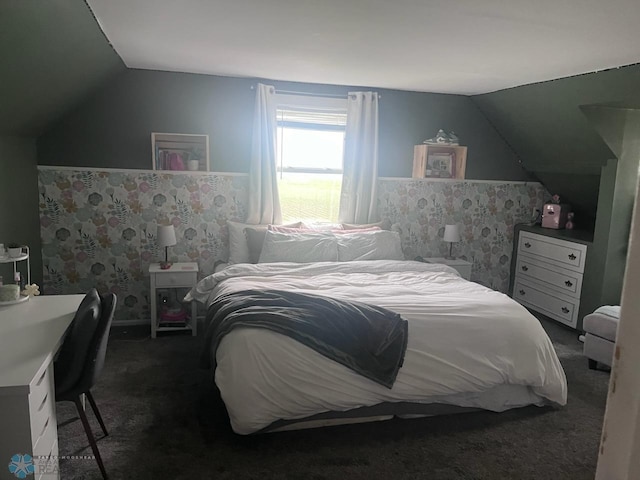 72558 209th St, Collinwood Twp, MN 55325 - bedroom featuring lofted ceiling and carpet flooring