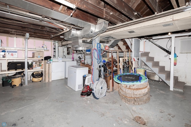 1205 11th St S, Fargo, ND 58103 - unfinished basement with separate washer and dryer and stairway
