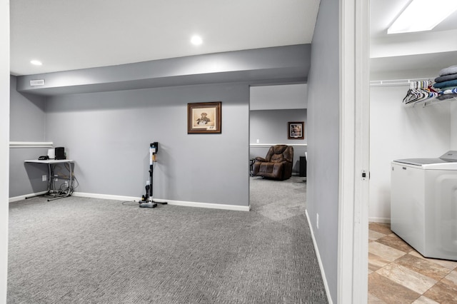 2900 16th Ave S, Moorhead, MN 56560 - washroom featuring washer / dryer, carpet flooring, and recessed lighting