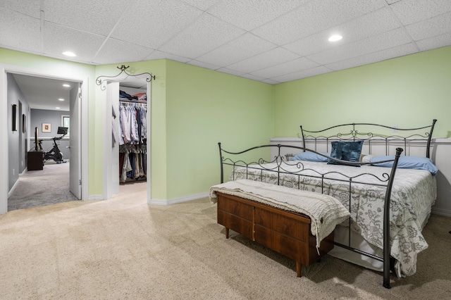 2900 16th Ave S, Moorhead, MN 56560 - bedroom featuring carpet, a walk in closet, recessed lighting, a closet, and a drop ceiling