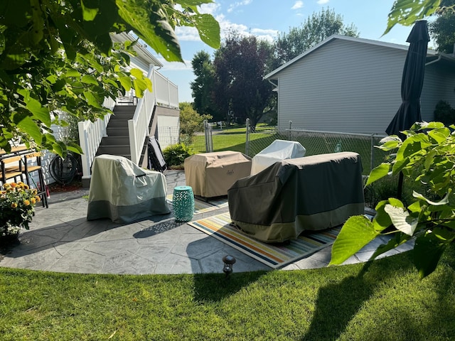 2900 16th Ave S, Moorhead, MN 56560 - view of patio featuring a grill and stairway