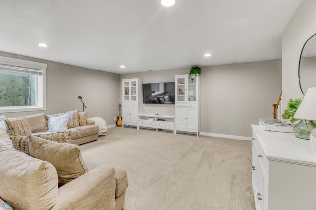 6728 Ashwood Loop, Fargo, ND 58104 - living room featuring light carpet and recessed lighting