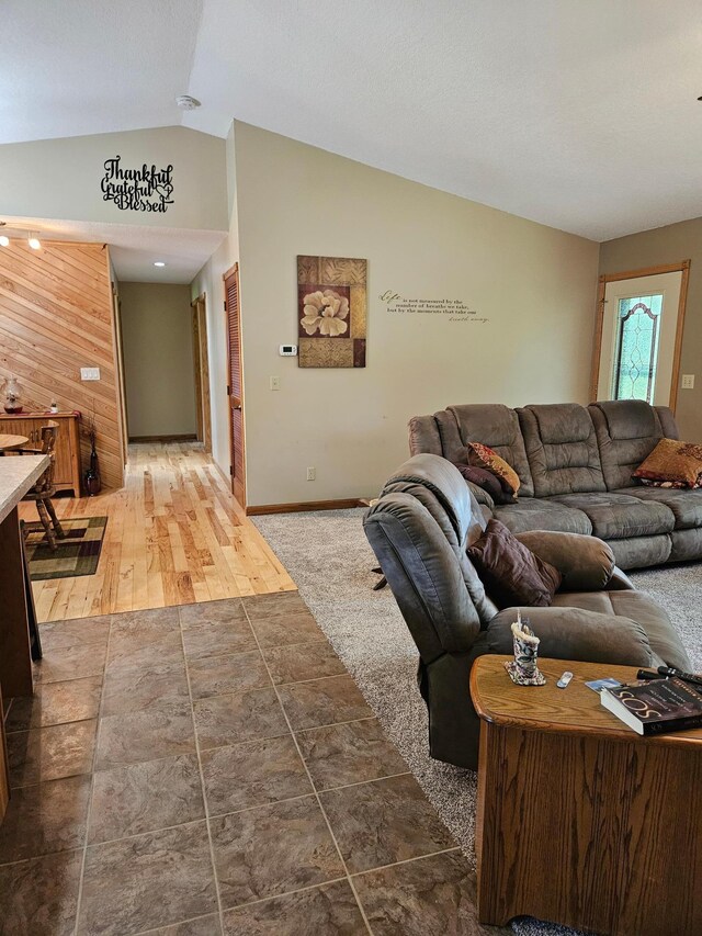 611 3rd St SW, Richville, MN 56576 - living area featuring lofted ceiling and baseboards