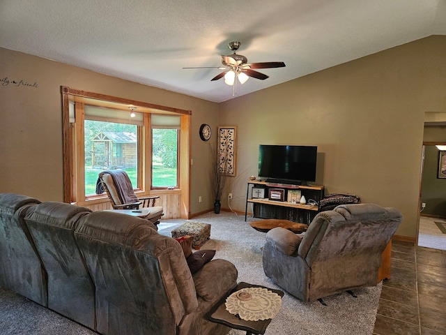 611 3rd St SW, Richville, MN 56576 - living room with a ceiling fan and vaulted ceiling