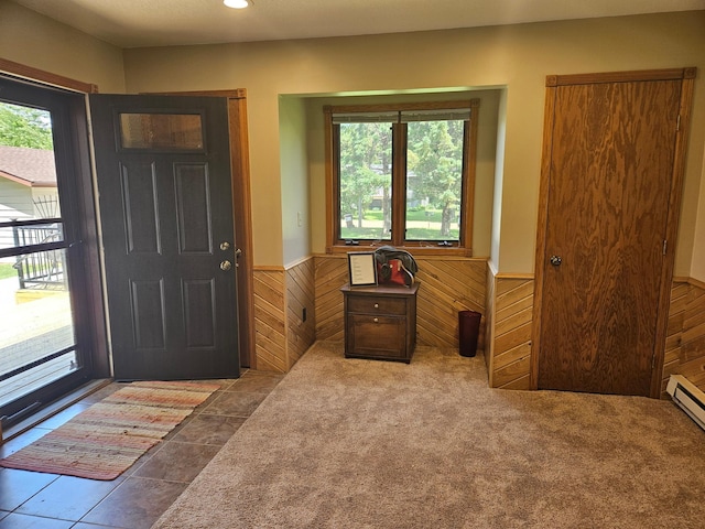 611 3rd St SW, Richville, MN 56576 - entrance foyer featuring plenty of natural light, wainscoting, wooden walls, and recessed lighting