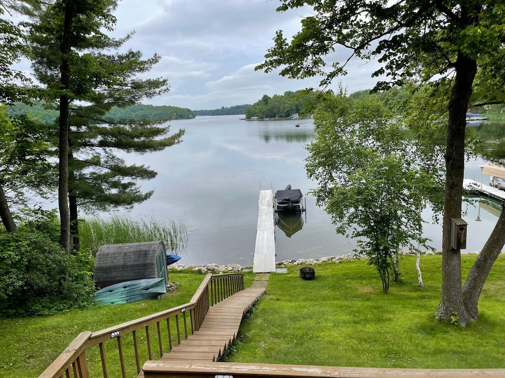 30883 Fish Trap Lake Dr, Cushing, MN 56443 - water view with a dock