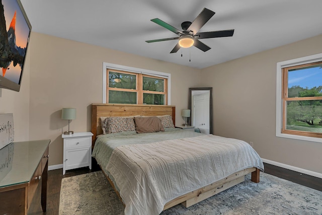 3773 County Road 74, Saint Cloud, MN 56301 - bedroom with dark wood finished floors, multiple windows, and a ceiling fan