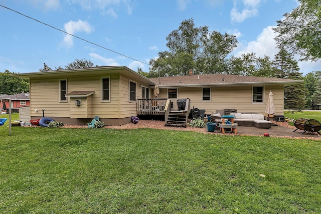 3773 County Road 74, Saint Cloud, MN 56301 - rear view of house featuring an outdoor living space, a deck, a yard, and a patio area