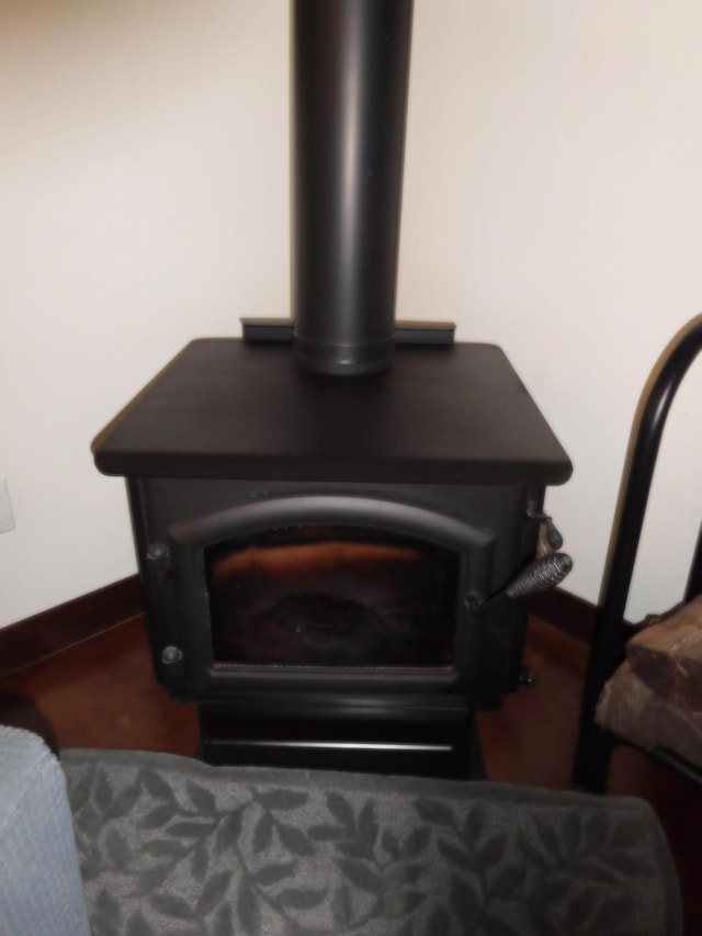 14650 Hilltop Rd, Ashby, MN 56309 - detailed view of baseboards and a wood stove