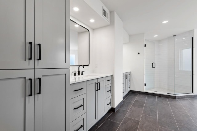 3520 Fairway Ln, Minnetonka, MN 55305 - full bath with vanity, a shower stall, and recessed lighting