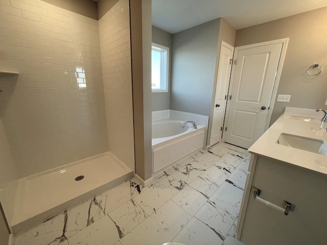 3237 Jandura Ave NE, Saint Michael, MN 55376 - full bath with marble finish floors, a garden tub, and double vanity