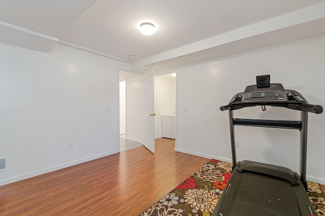 114006 Hundertmark Rd, Chaska, MN 55318 - exercise area with wood finished floors and baseboards