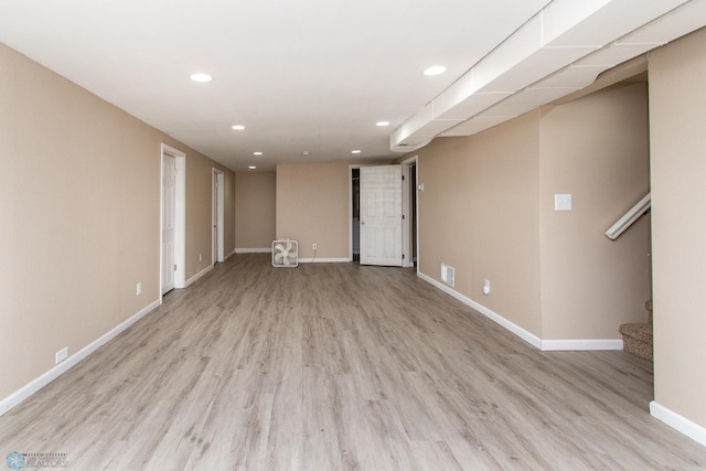 634 11th St N, Moorhead, MN 56560 - empty room with recessed lighting, light wood finished floors, and stairs