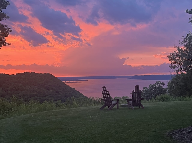 26887 709th St, Lake City, MN 55041 - yard at dusk featuring a lawn and a water view