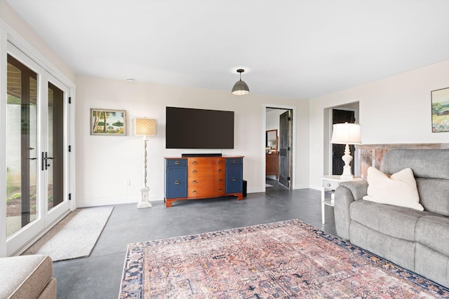 26887 709th St, Lake City, MN 55041 - living room with finished concrete flooring and french doors