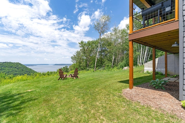 26887 709th St, Lake City, MN 55041 - view of green lawn featuring a deck with water view