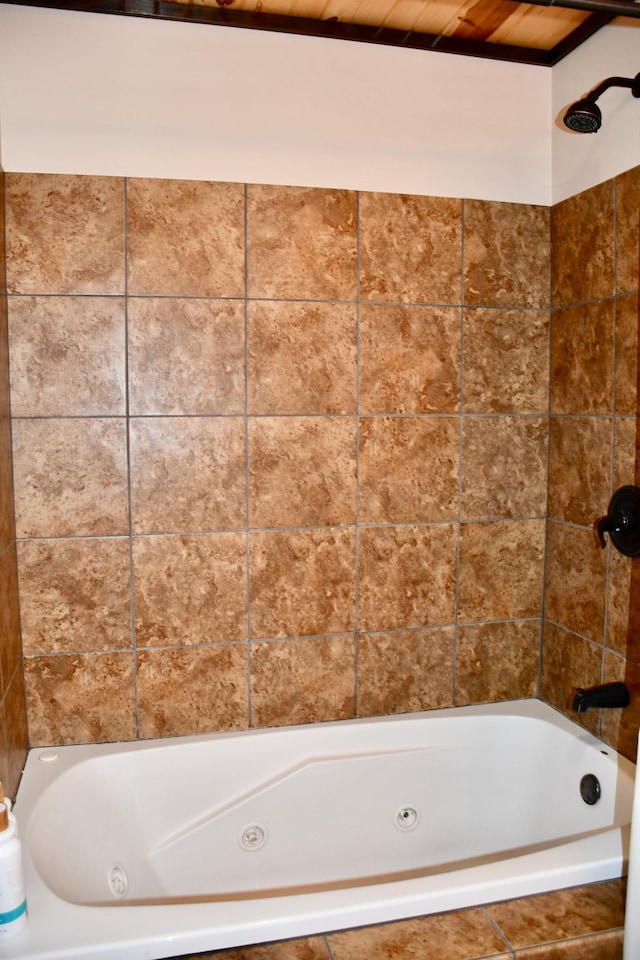 524 Horace Ave N, Thief River Falls, MN 56701 - full bathroom featuring a combined bath / shower with jetted tub and wood ceiling